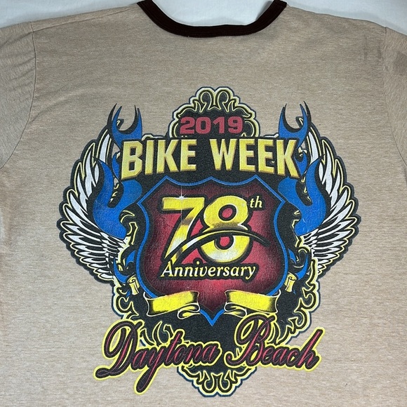Standard American 2019 Daytona Bike Week T-shirt Distressed Stained - Picture 1 of 13